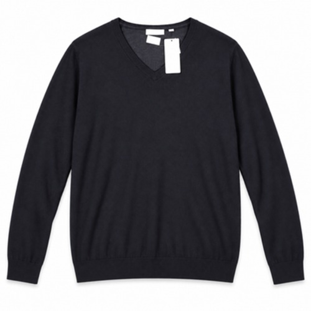 Calvin Klein Sweater Mens XL Black Extra Fine Merino Wool V Neck NWT